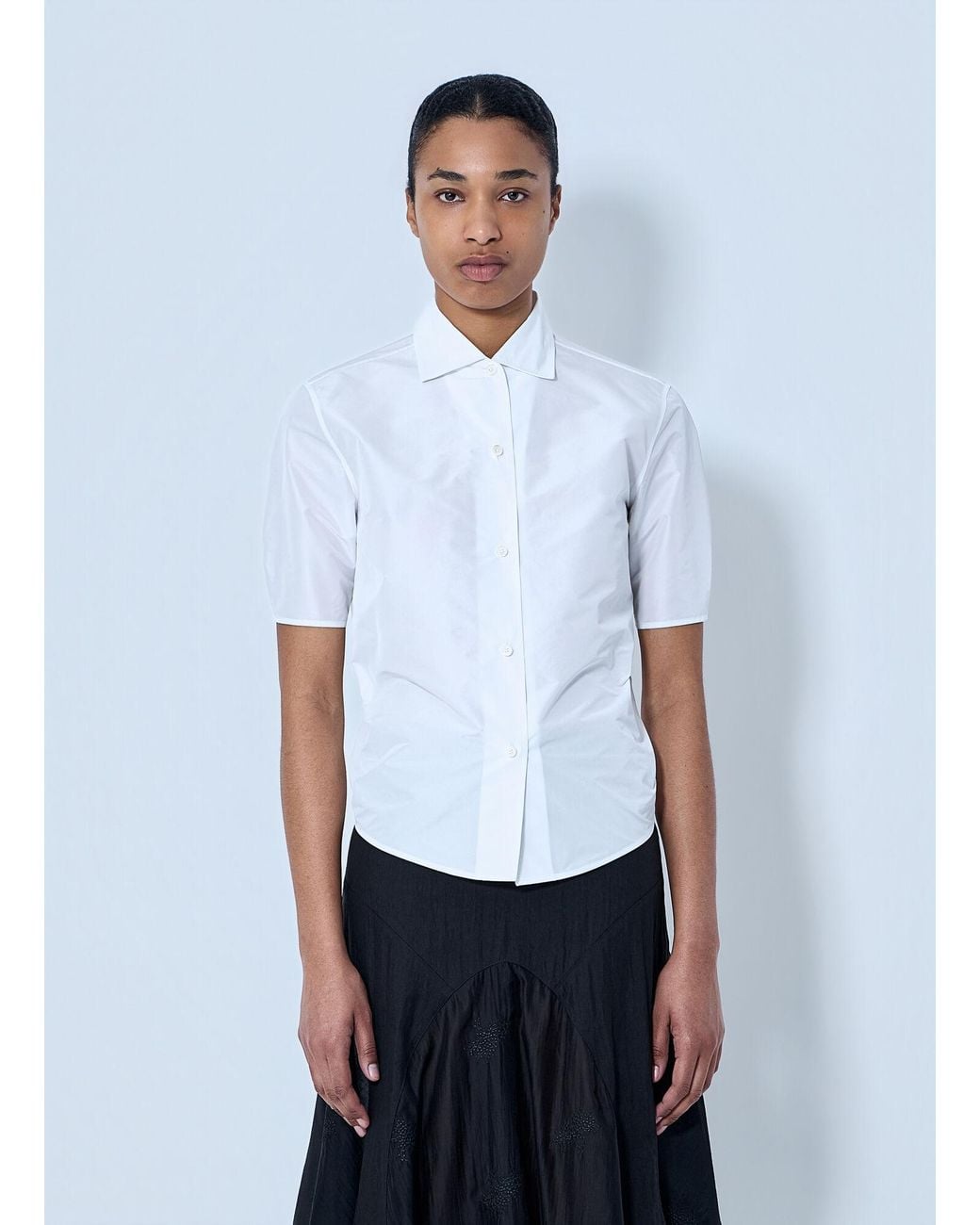 Jil Sander White Short Sleeve Cotton Poplin Shirt