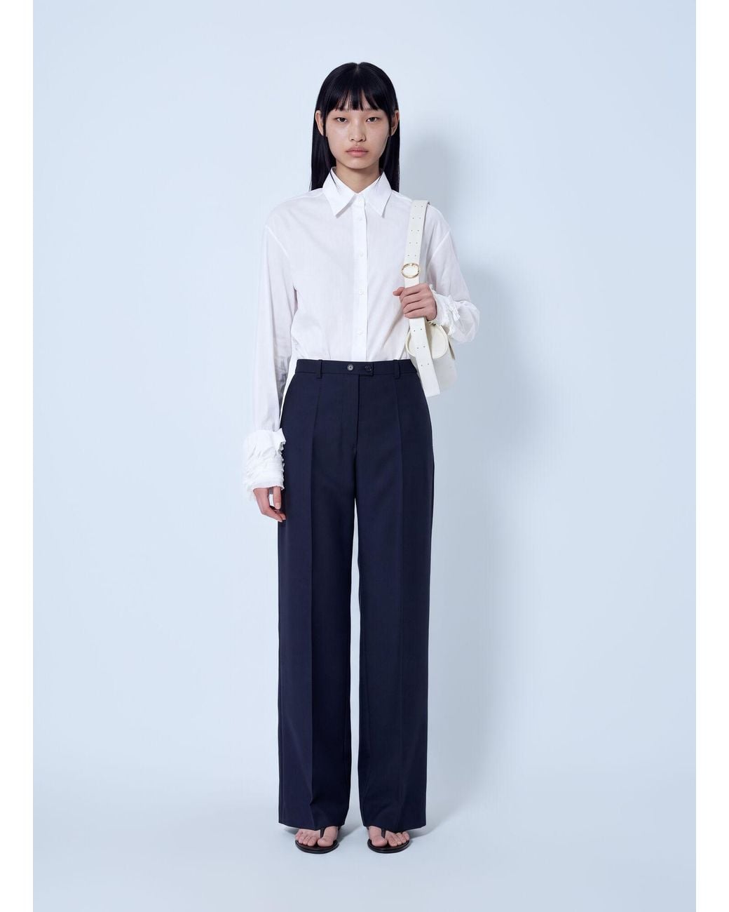 Jil Sander Blue Wide-Leg Tailored Trousers
