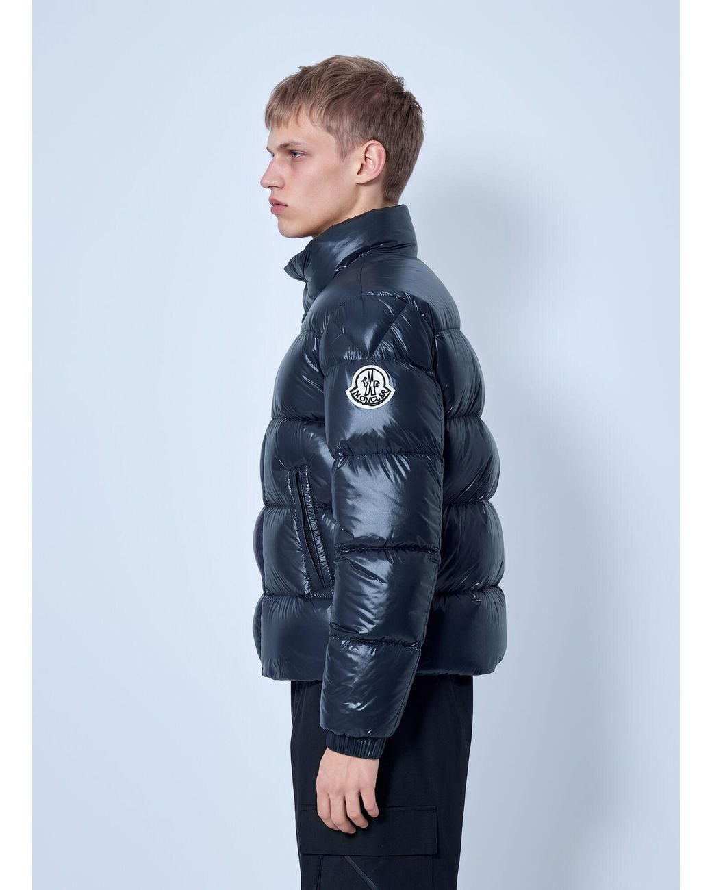 Moncler Blue Bendola Laqué Short Down Jacket for men