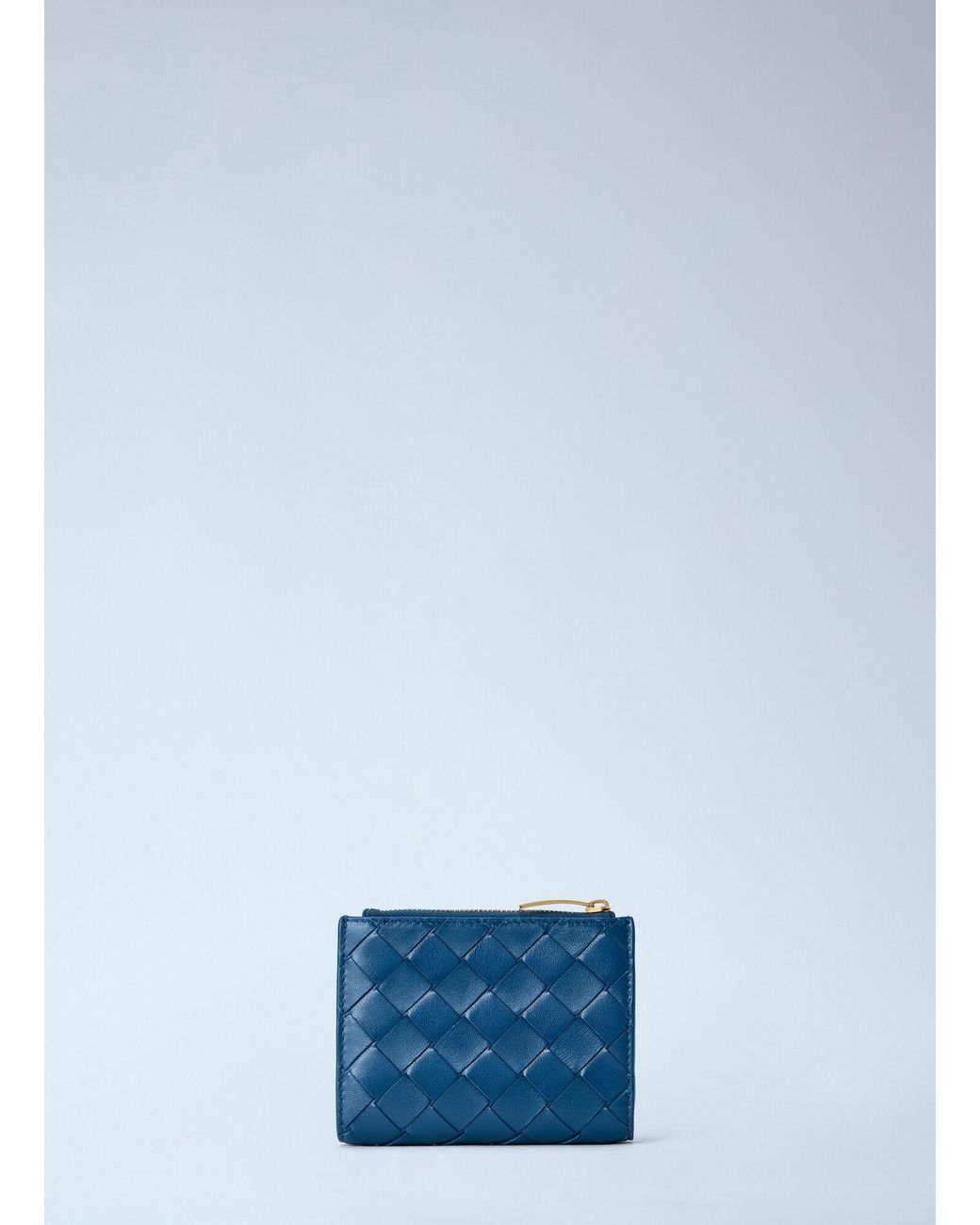 Bottega Veneta Blue Intrecciato Small Bi-Fold Wallet