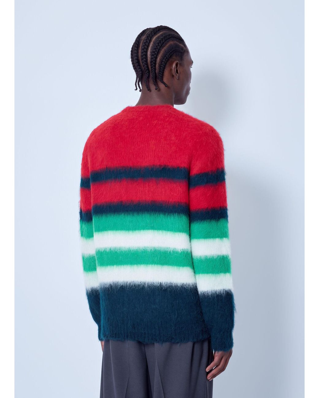 Lacoste Red Runway Striped Brushed Alpaca Blend Piqué Sweater for men