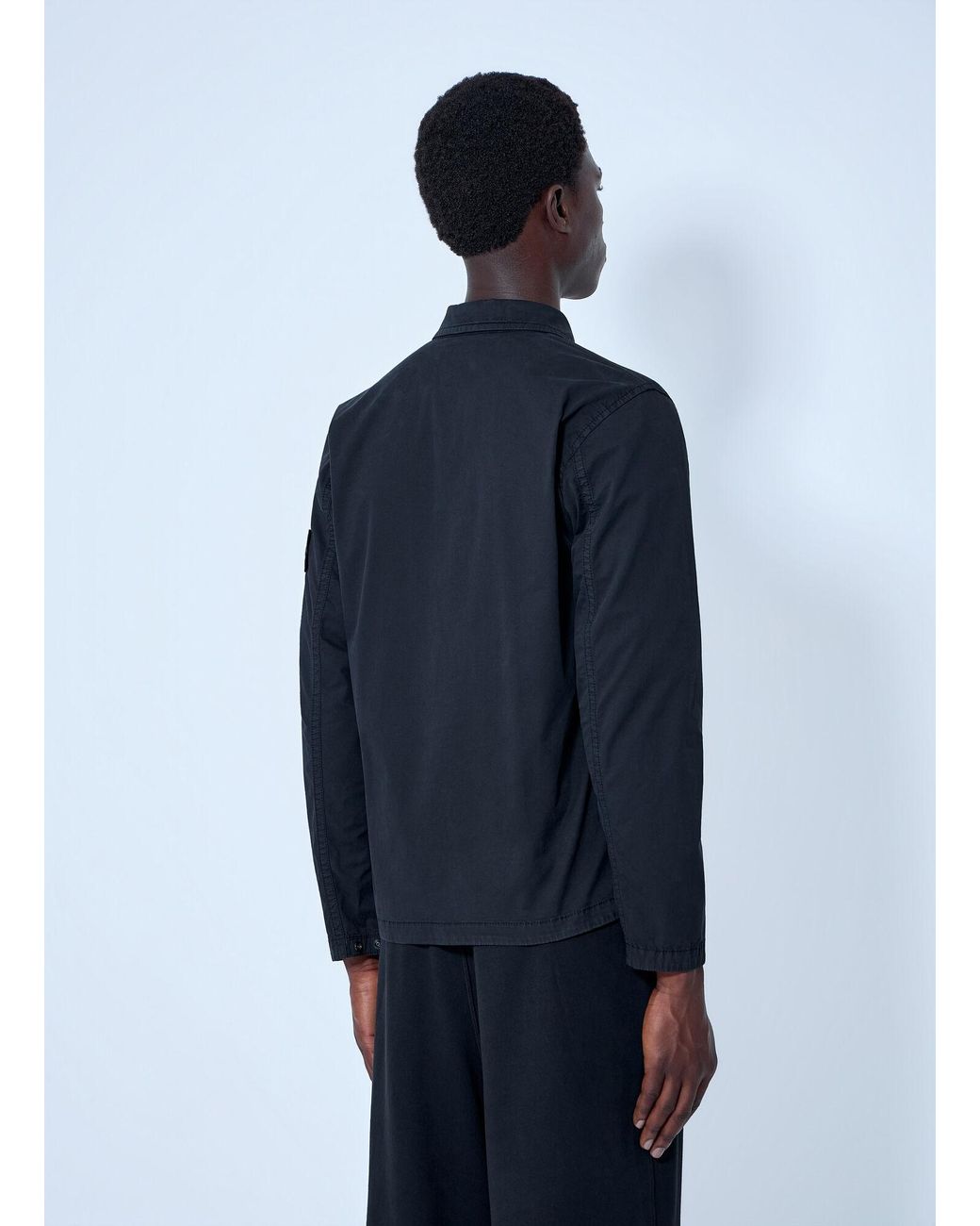 Stone Island Blue Button-Down Cotton Shirt for men