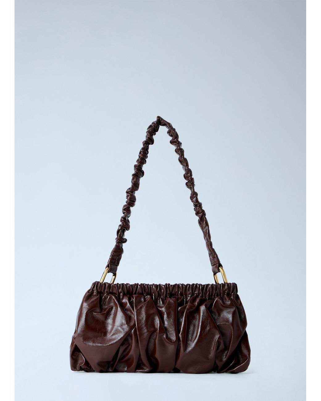 Marni White Ruched Leather Shoulder Bag
