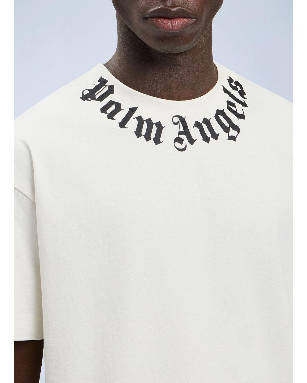 Palm Angels White Neck Logo T-Shirt for men