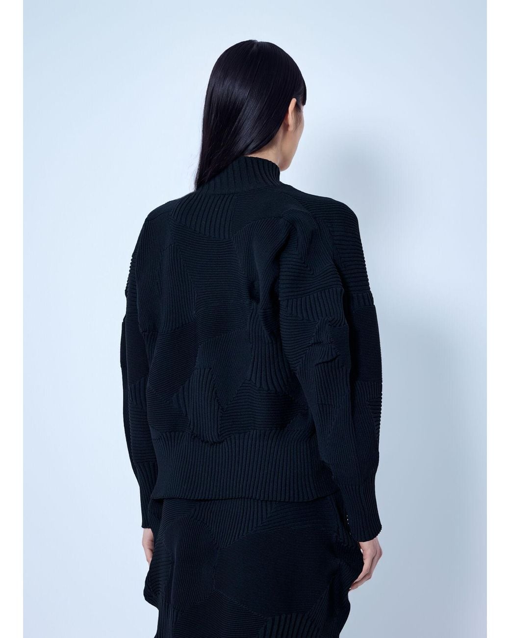 Issey Miyake Blue Kone Kone Ribbed Knitted Jacket