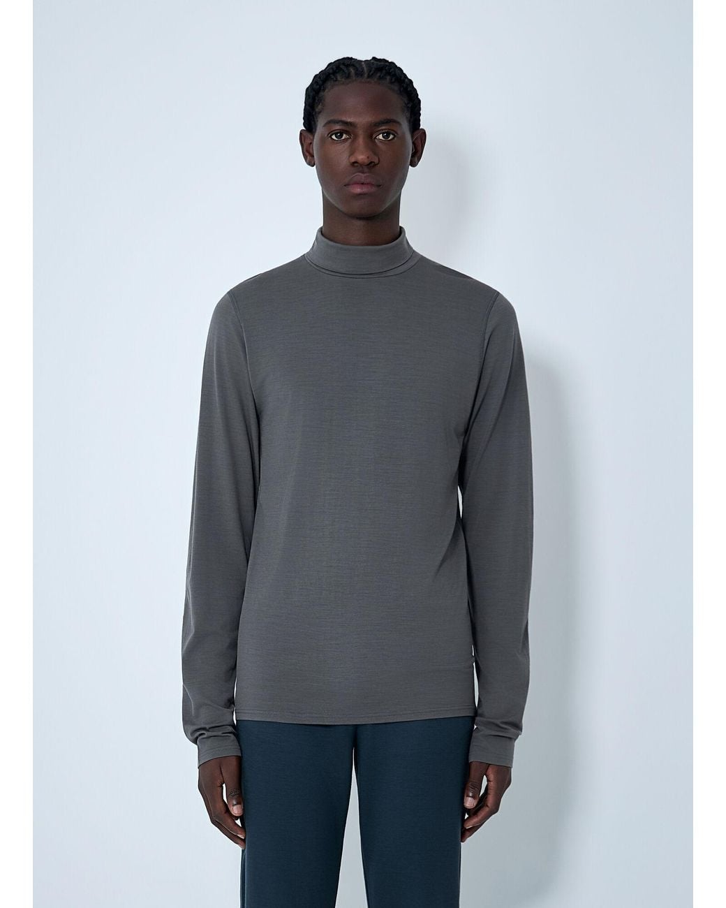 Rier Gray Wool Turtleneck Sweater for men