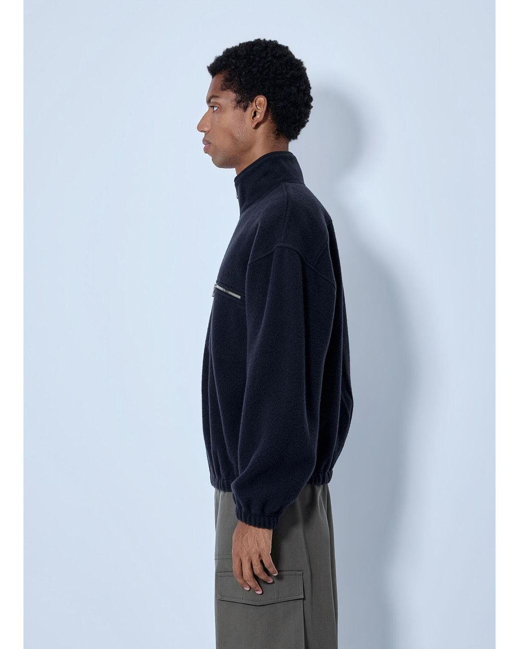 Rier Blue Polar Fleece Sweatshirt for men