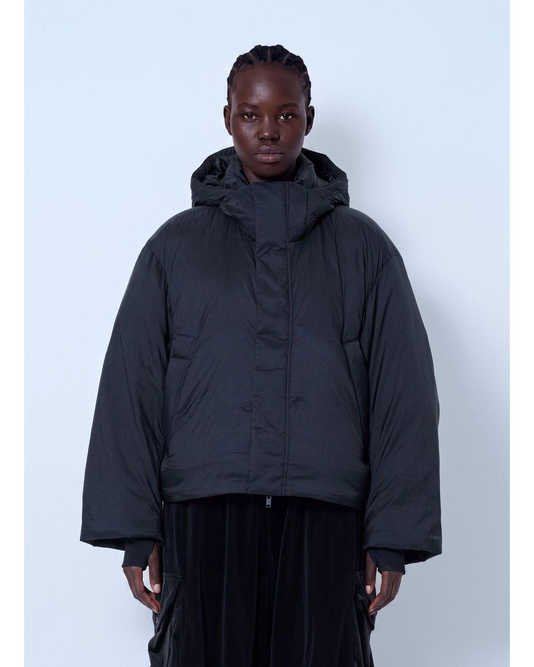 Y-3 Blue Hooded Puffer Jacket