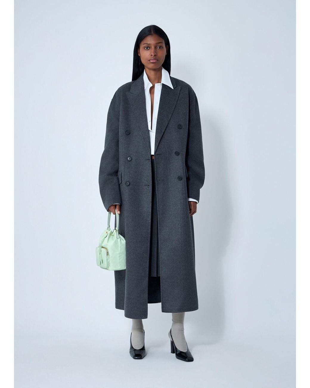Prada Blue Long Wool-Blend Coat