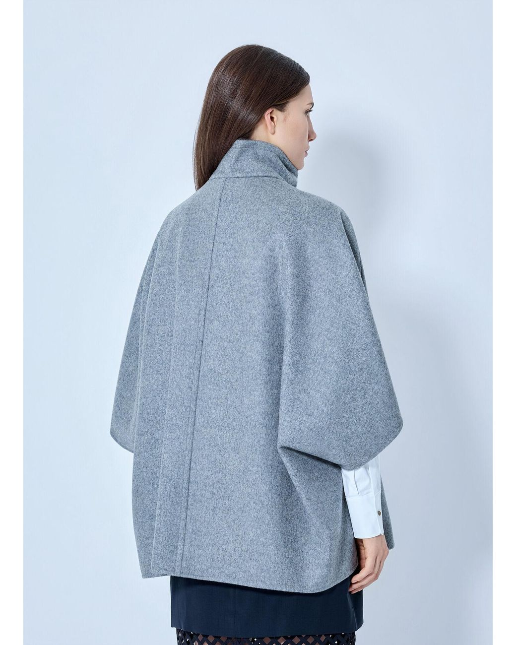 Max Mara Blue Asymmetric Cashmere Cape
