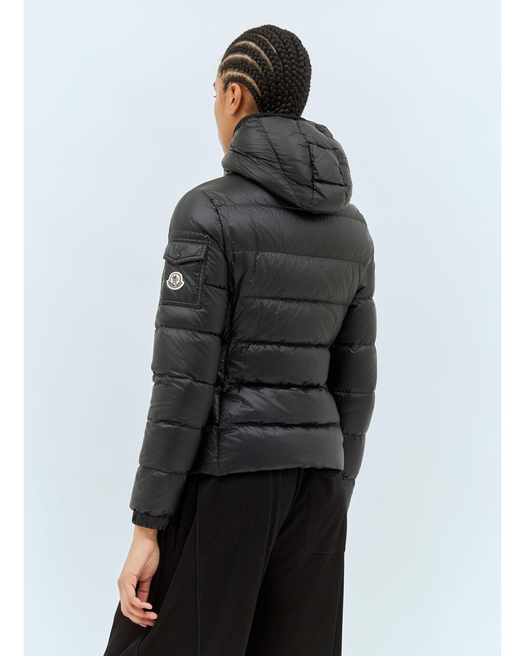 Moncler Gray Gles Hooded Short Down Jacket