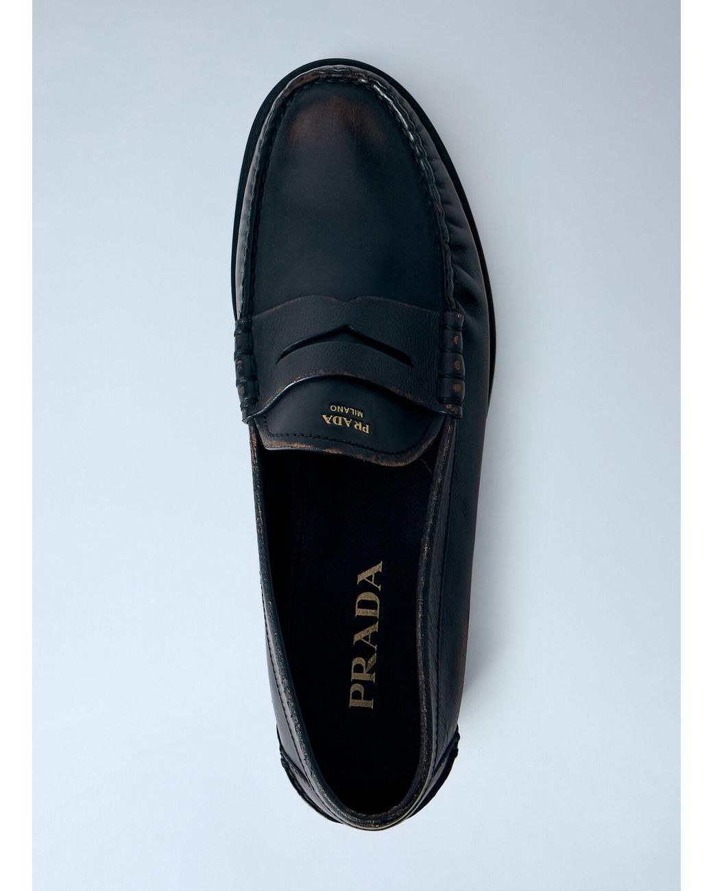 Prada Multicolor Antiqued Leather Loafers for men