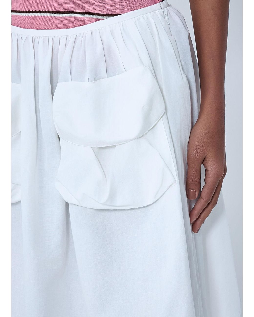 Miu Miu White Gathered Skirt