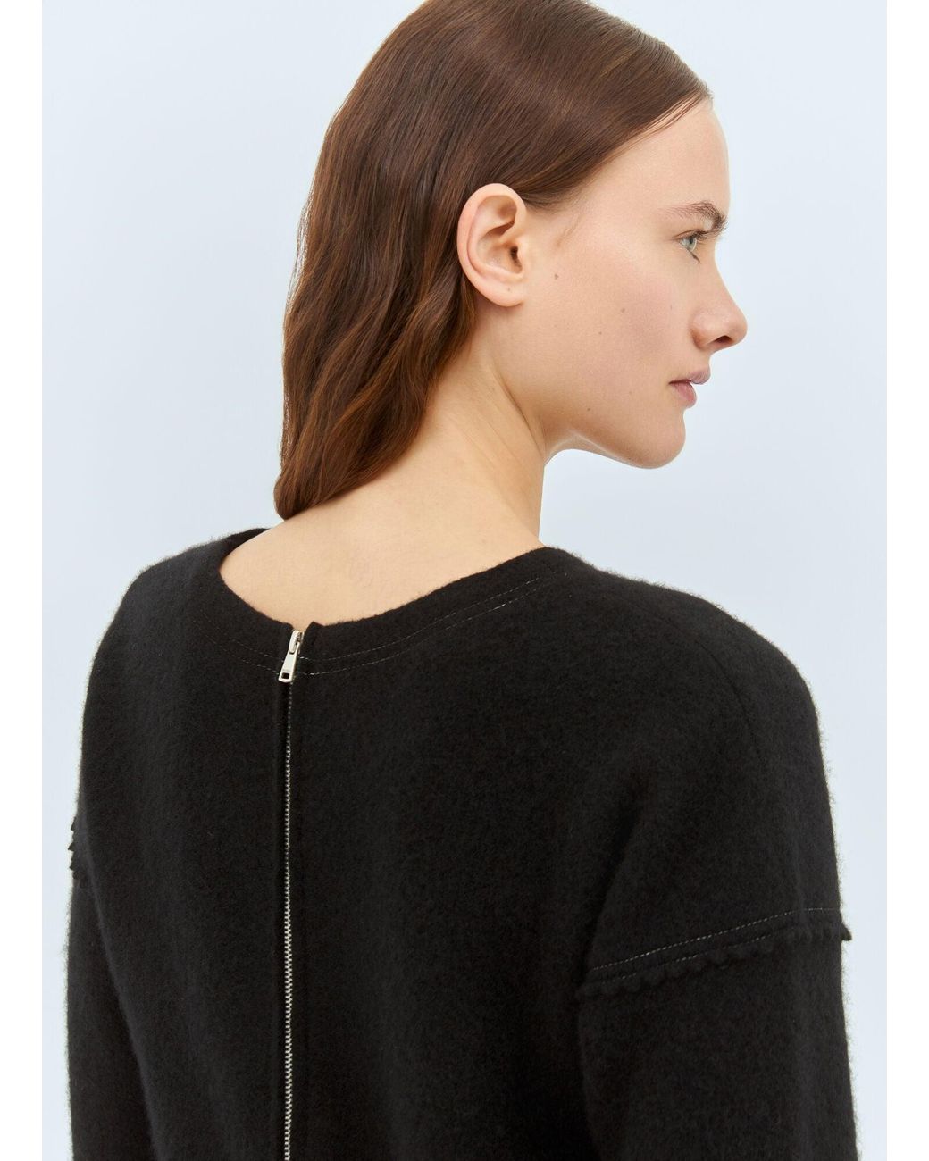 Max Mara Black Wool And Cashmere Cropped Sweater