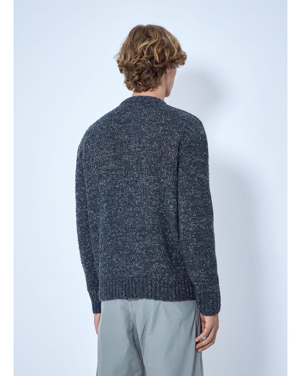 Stone Island Blue Crewneck Wool-Blend Sweater for men