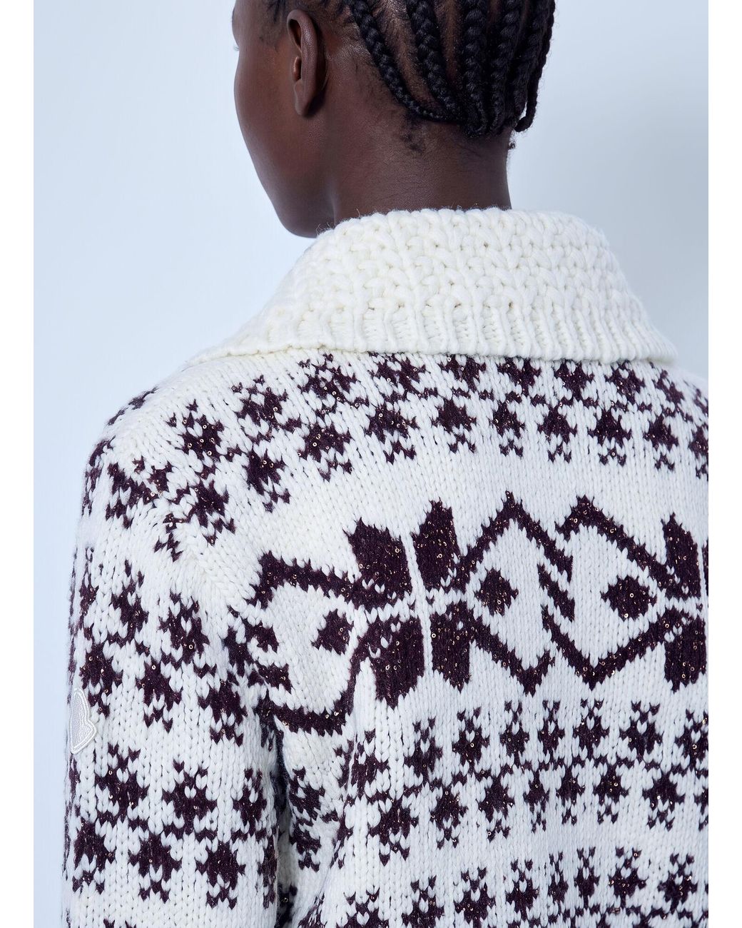 Moncler White Fair Isle Zip Cardigan