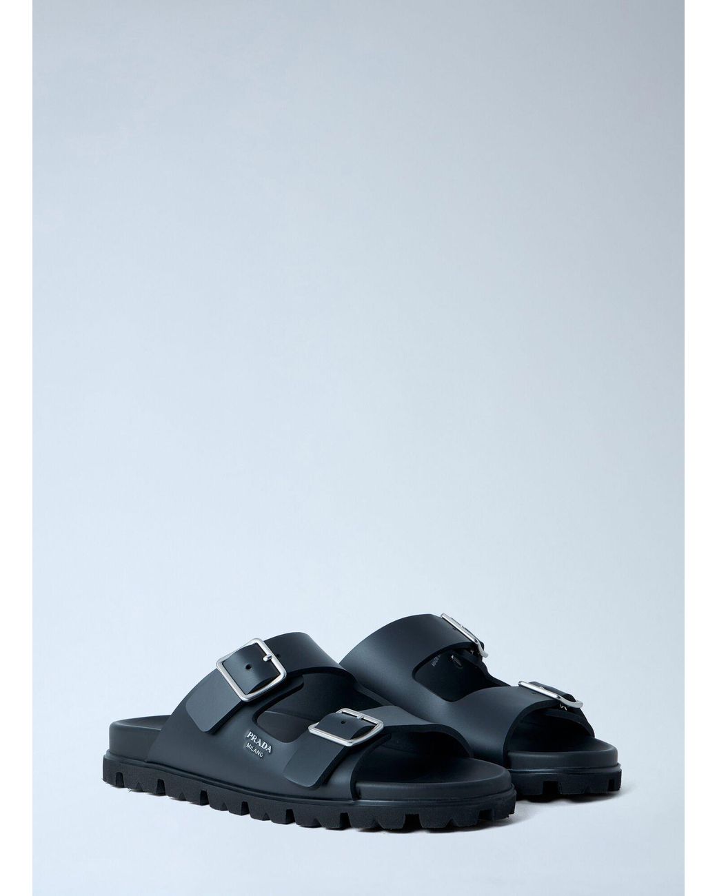 Prada Black Rubber Slides