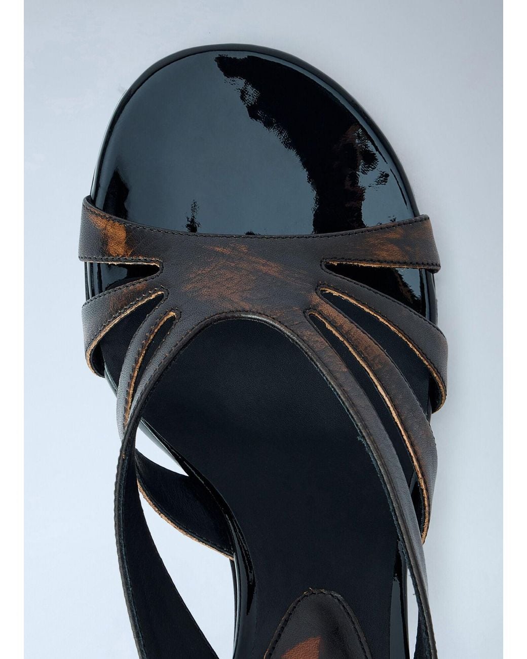 Dries Van Noten Gray Strappy Block Heel Sandals