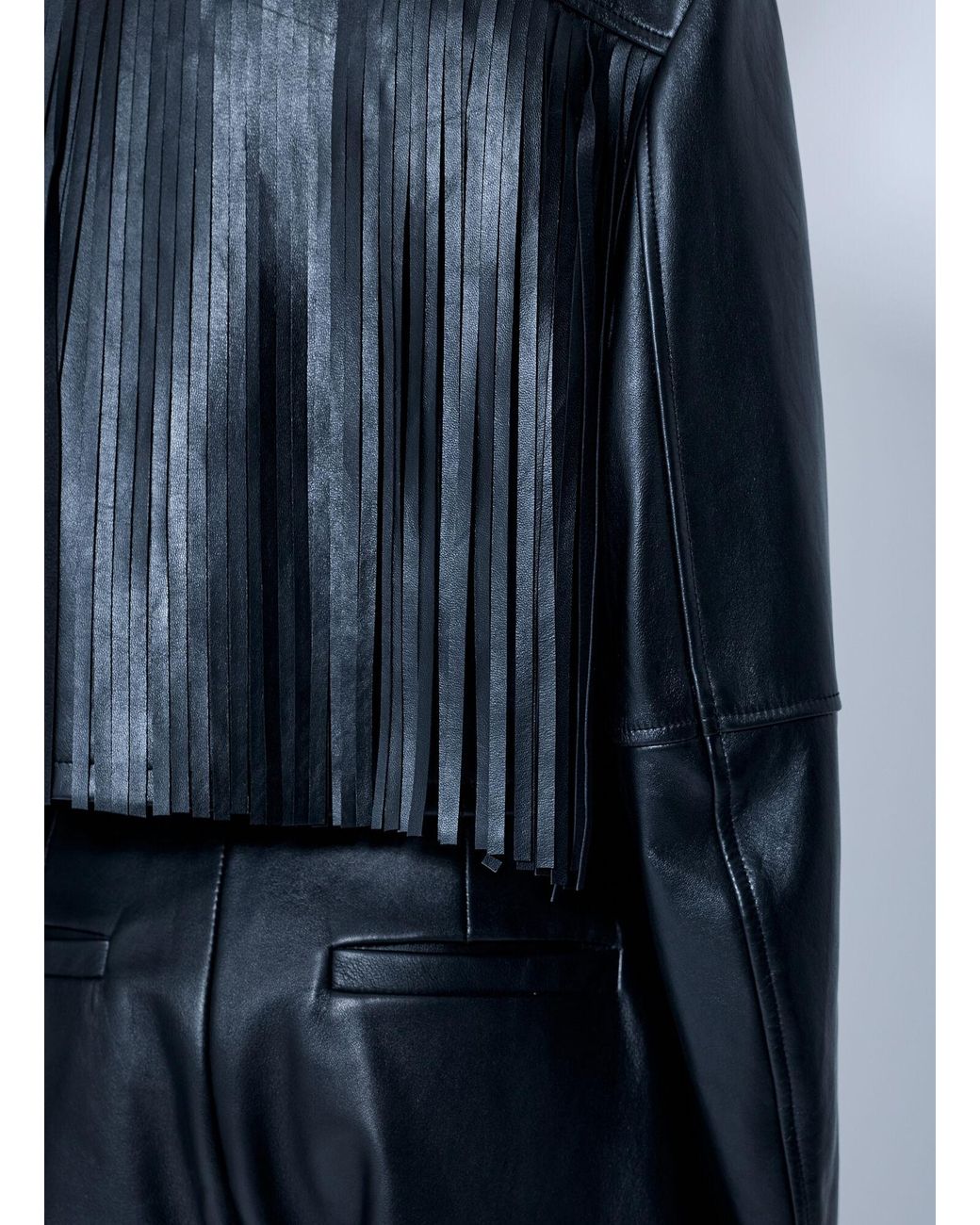 Sportmax Blue Leather Asymmetrical Zip Jacket