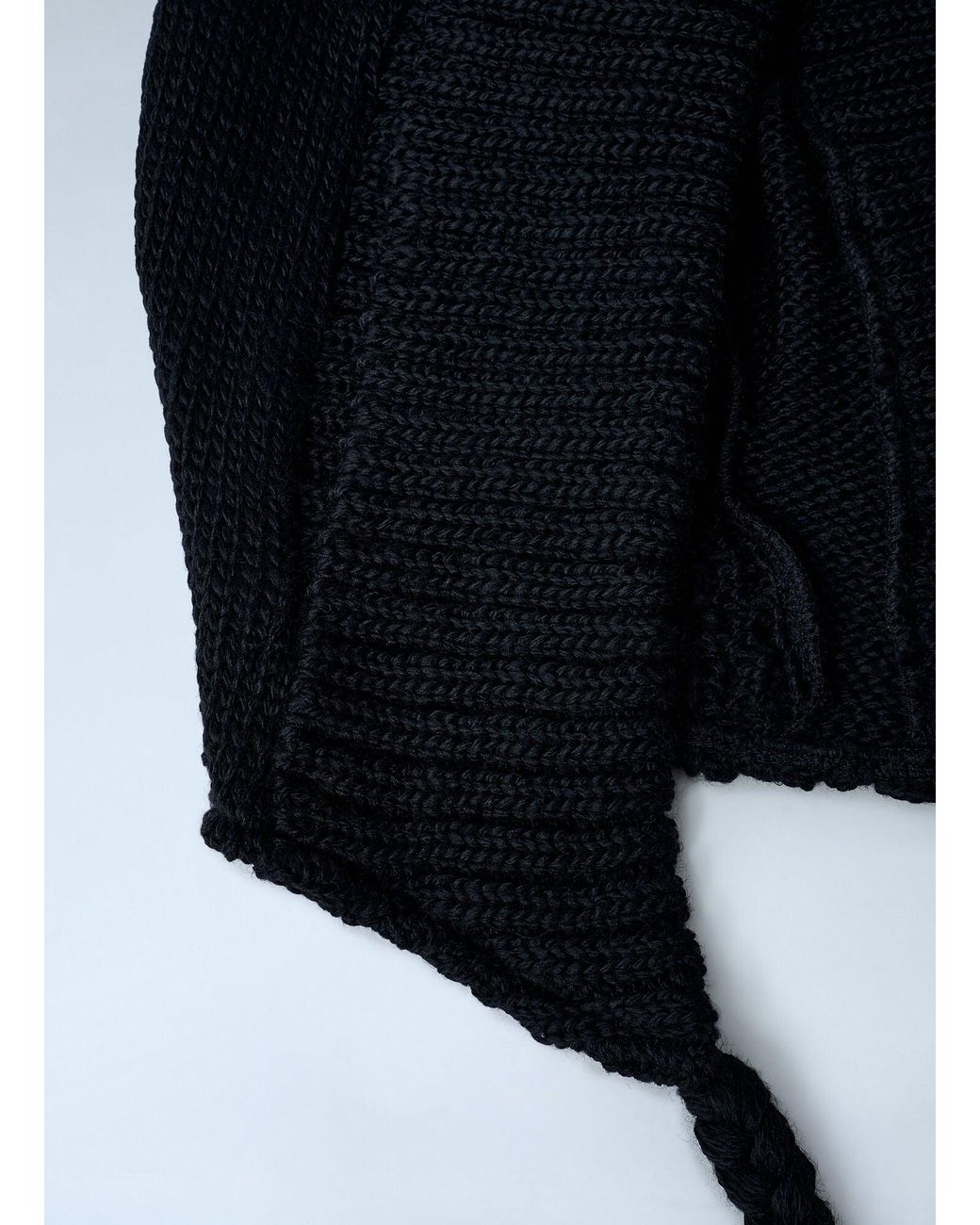 Yohji Yamamoto Black Aran Hooded Hat