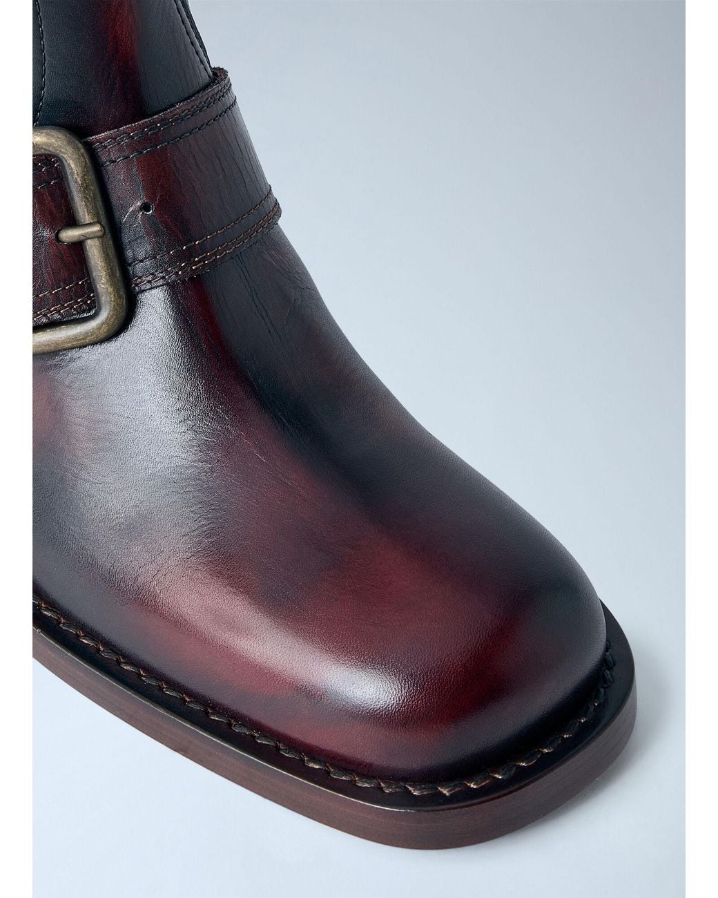 Dries Van Noten Blue Leather Buckle Boots