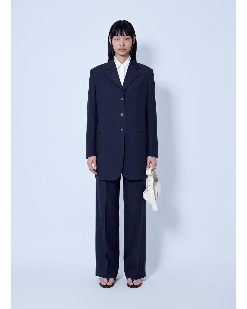 Jil Sander Blue Single-Breasted Wool Blazer