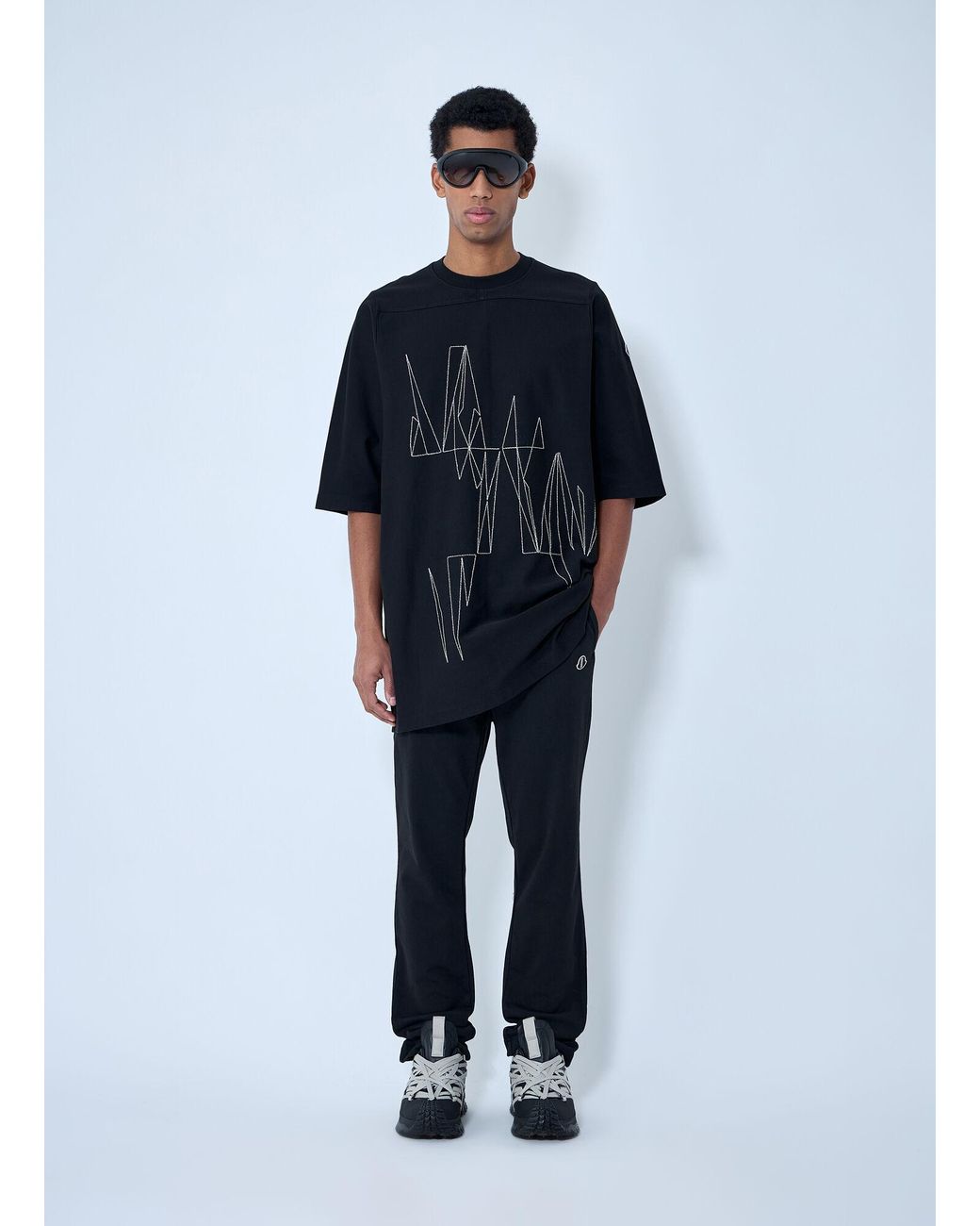 Moncler Blue Rick Owens Elasticated Waist Drawstring Pants for men