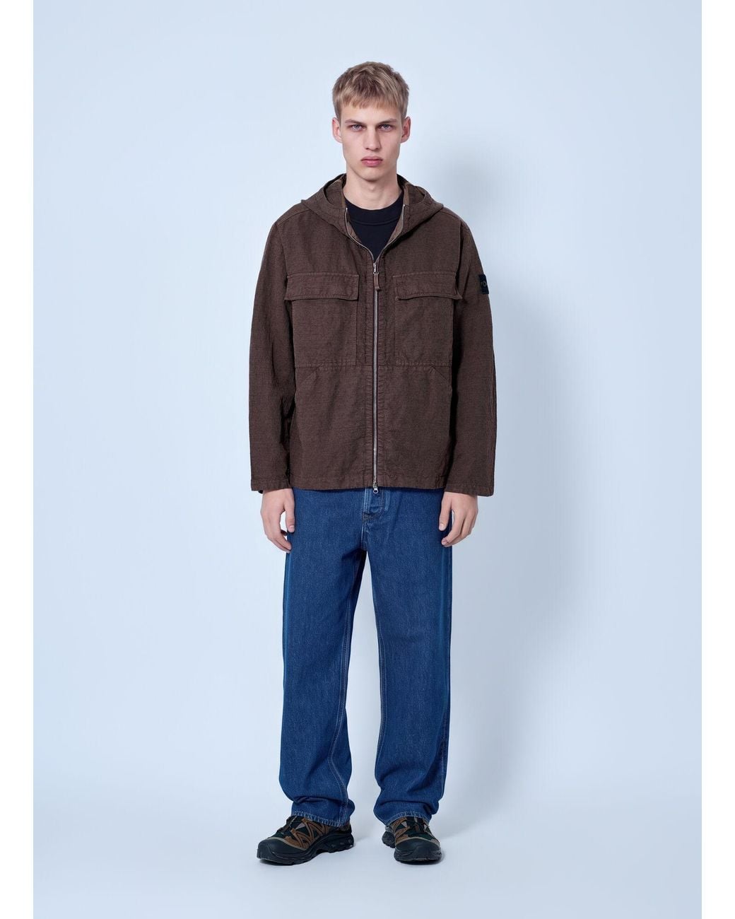 Stone Island Brown Hooded Zip Jacket for men