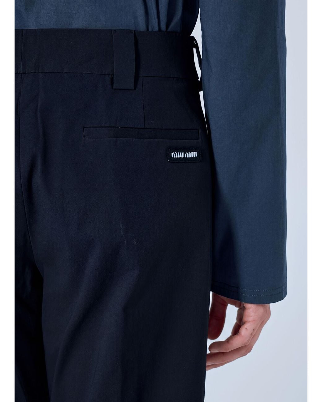 Miu Miu Blue Stretch Poplin Pants for men