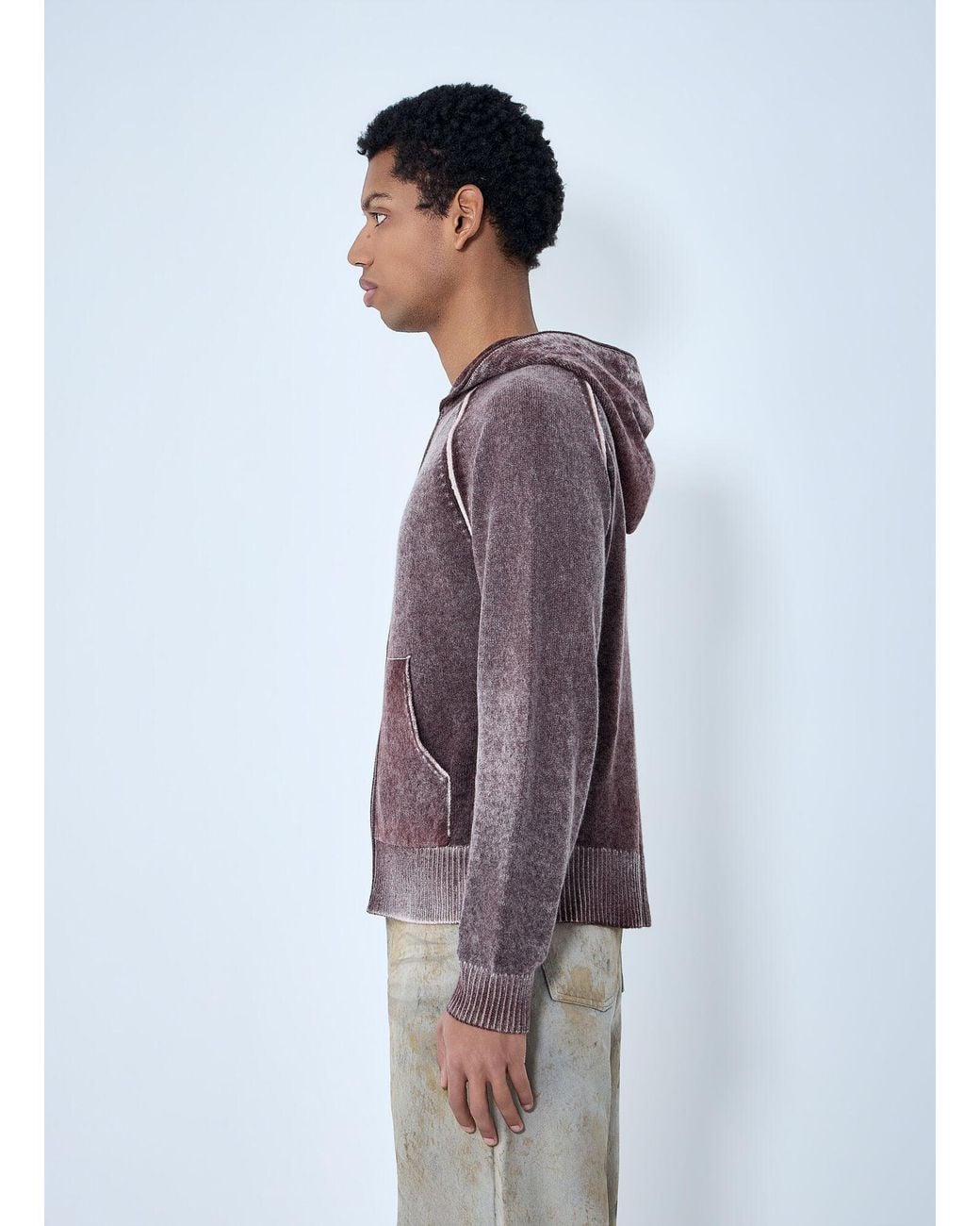 Acne Purple Zip-Up Hooded Sweatshirt for men