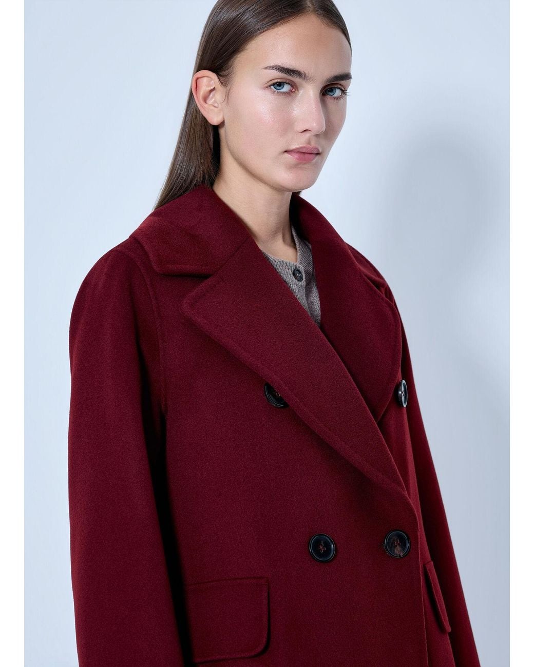 Max Mara Red Double-breasted Wool Coat