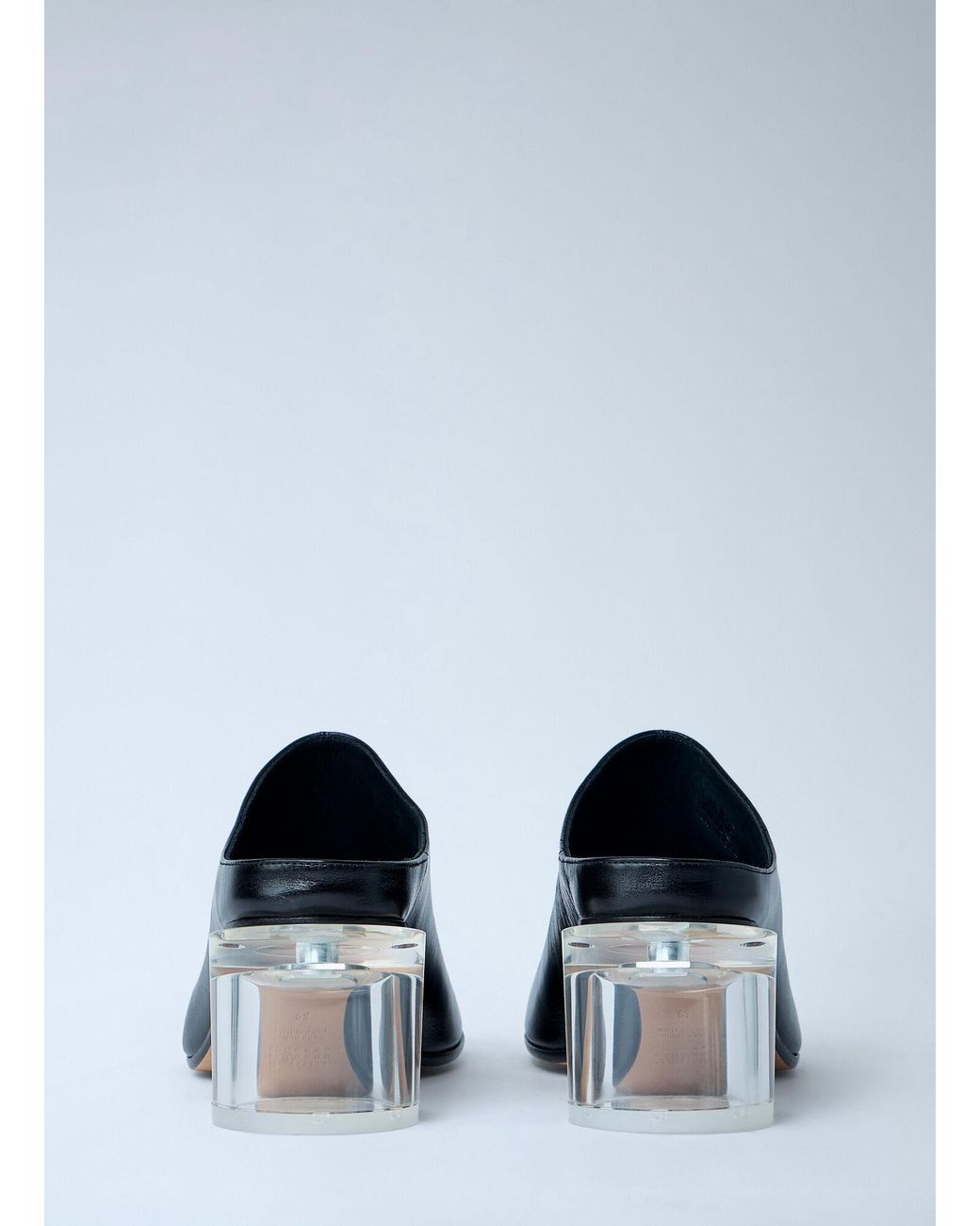 MM6 by Maison Margiela Black Leather Mule With Transparent Block Heel