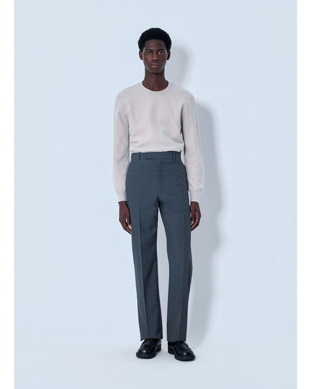 MM6 by Maison Margiela Gray Fine Knit Crewneck Sweater for men