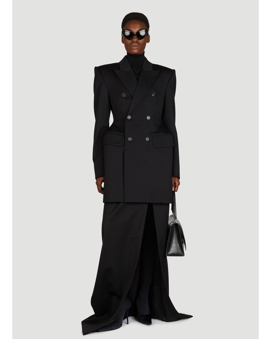 Balenciaga Black Split Tailored Skirt