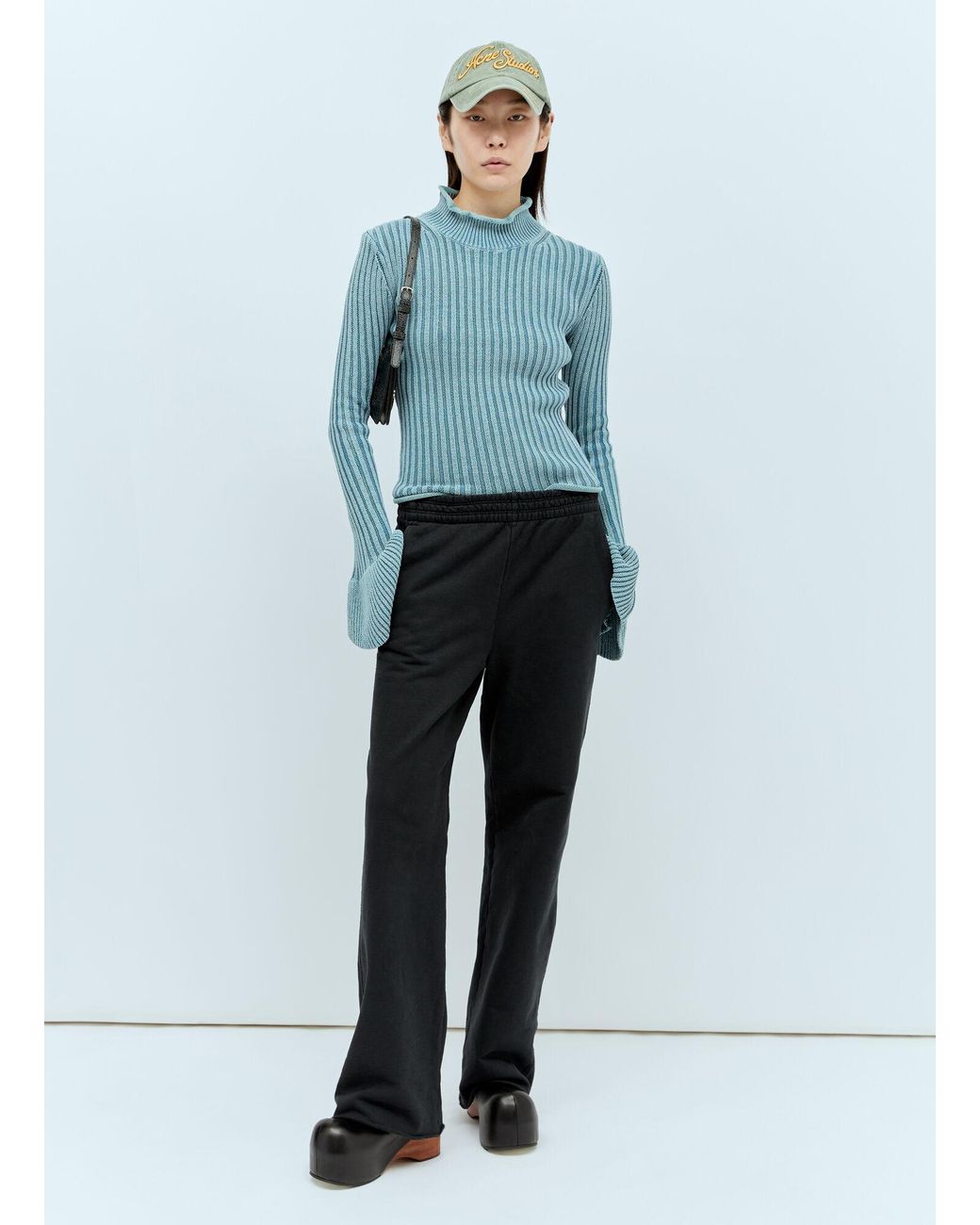 Acne Blue Ruffled Sleeves Sweater