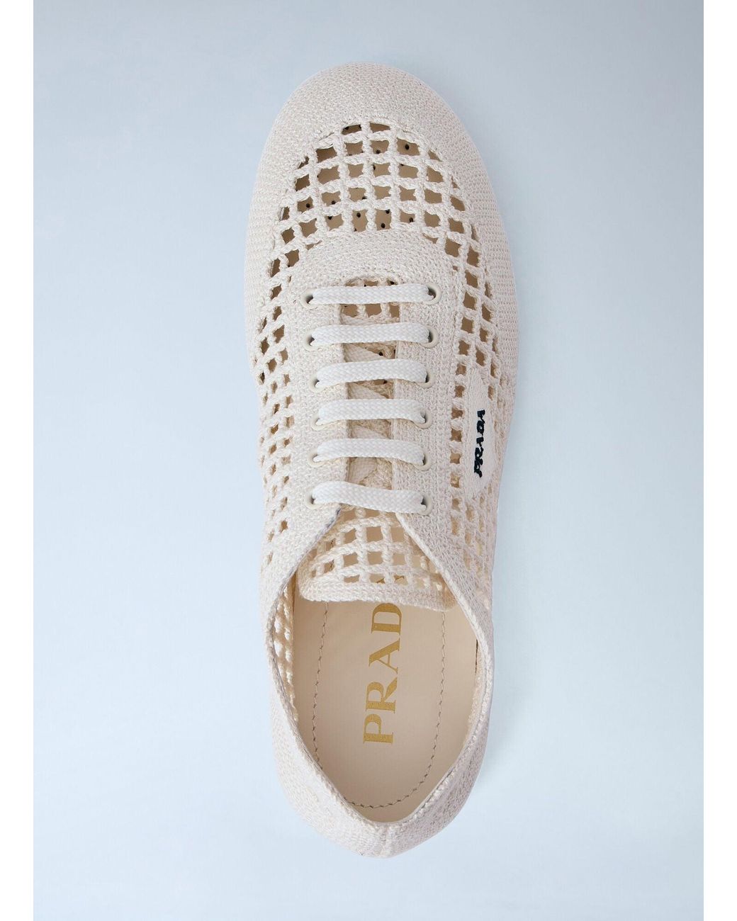 Prada White Collapse Crochet Sneakers