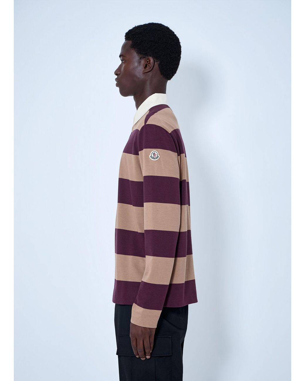 Moncler Red Striped Rugby Shirt for men