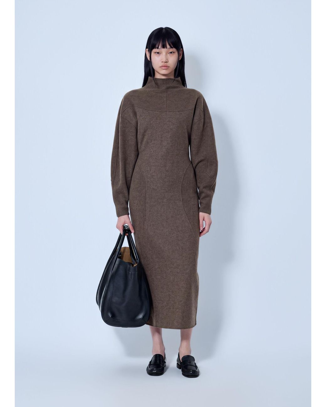 Max Mara Blue High-Neck Wool And Cashmere Jersey Dress
