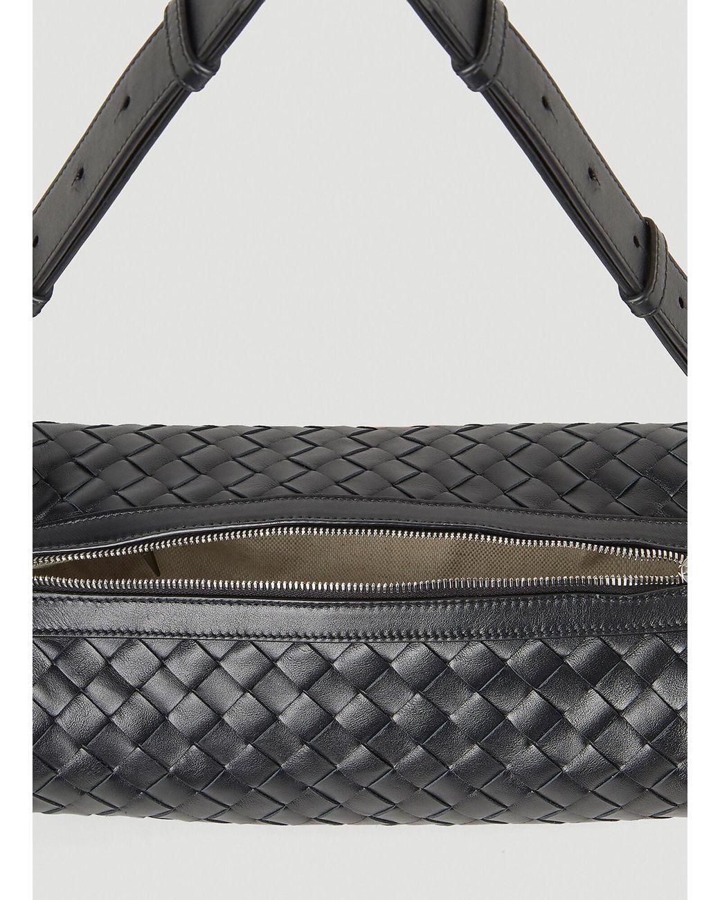 Bottega Veneta Black Intrecciato Woven Cannolo Crossbody Bag for men