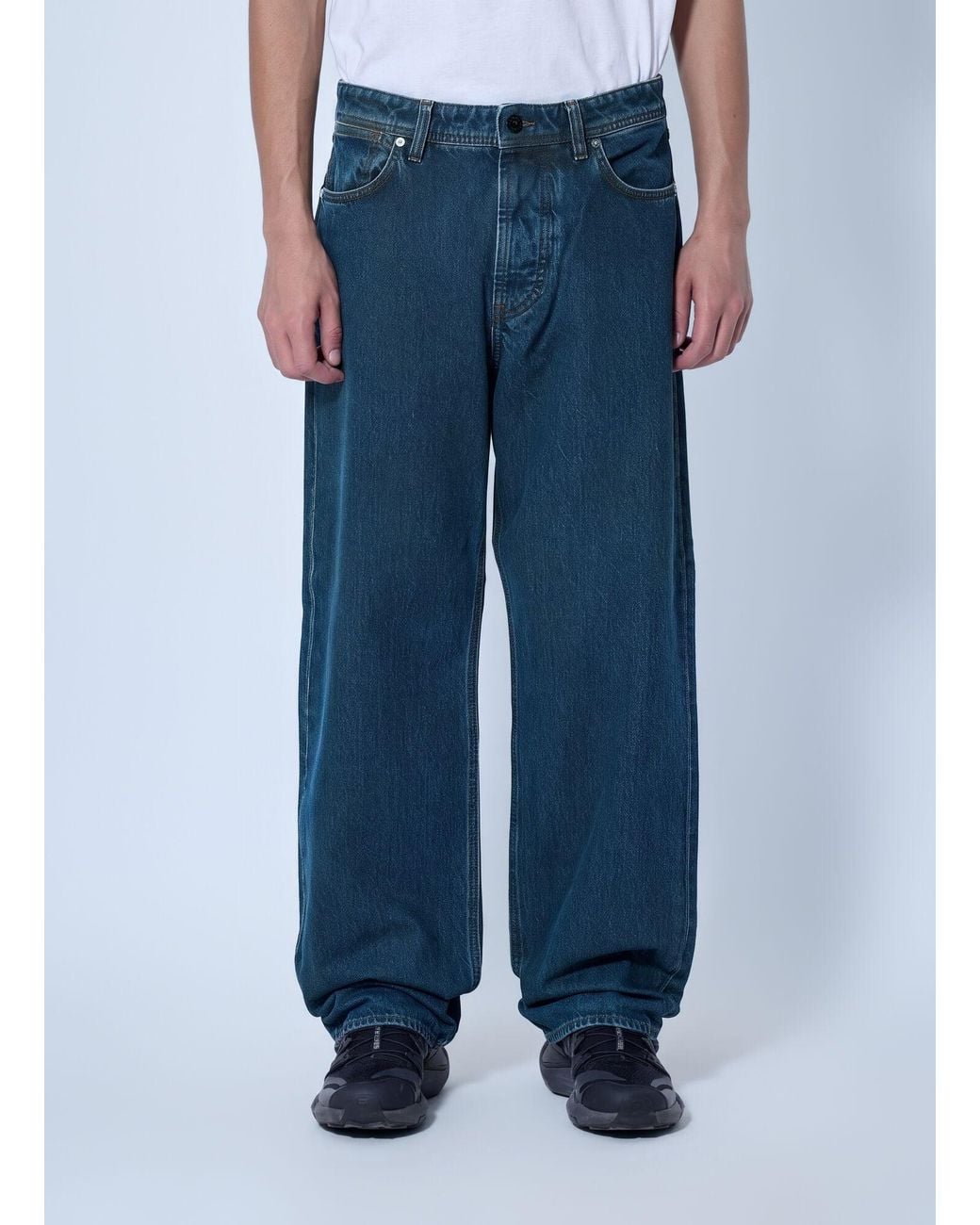 Stone Island Blue Five-Pocket Wide-Leg Denim Jeans for men