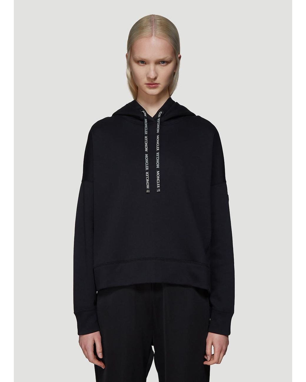 Moncler Cotton Hooded Sweatshirt In Black - Lyst
