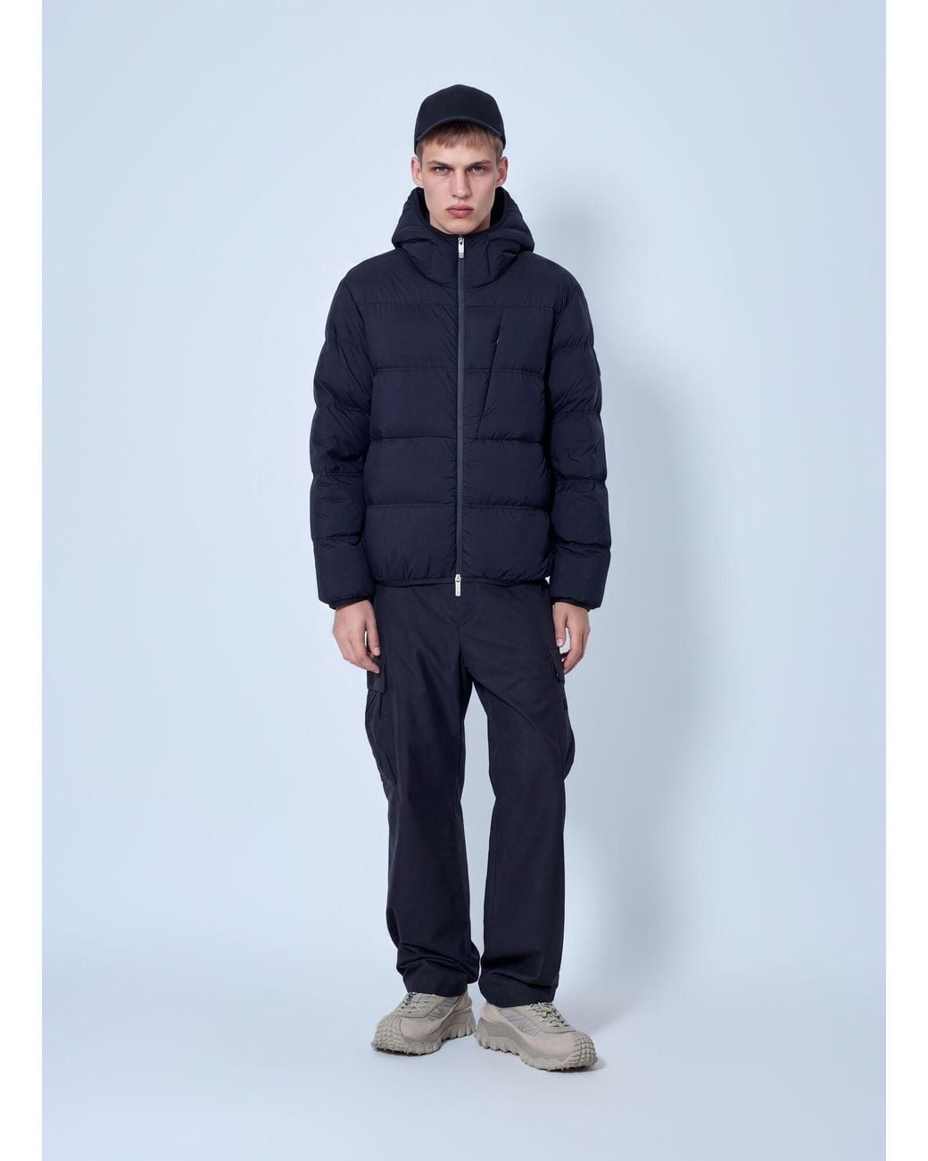 Moncler Blue Poitevin Hooded Short Down Jacket for men