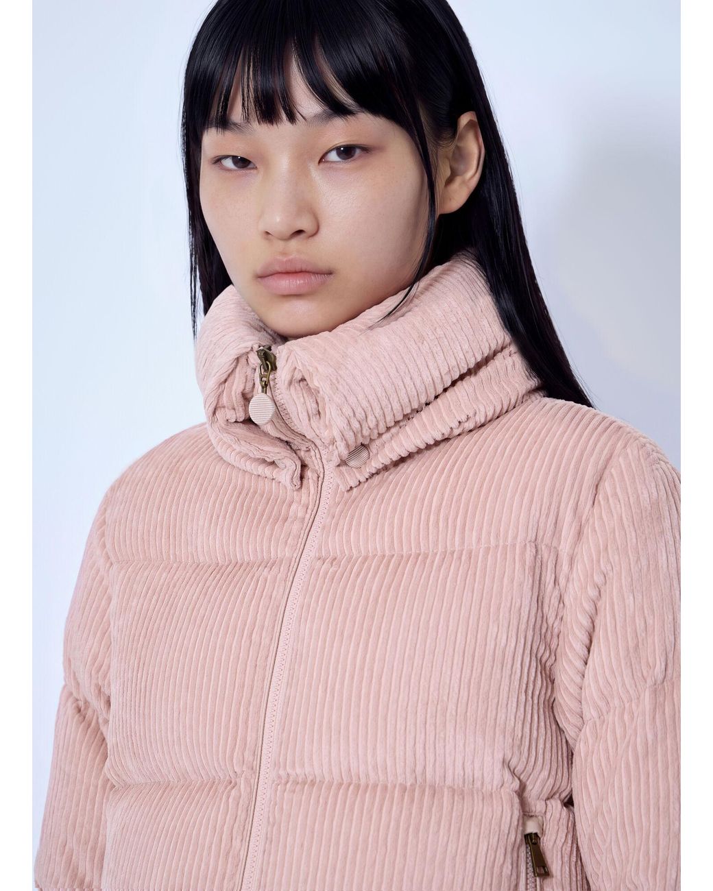 Moncler Pink Lumineux Corduroy Short Down Jacket