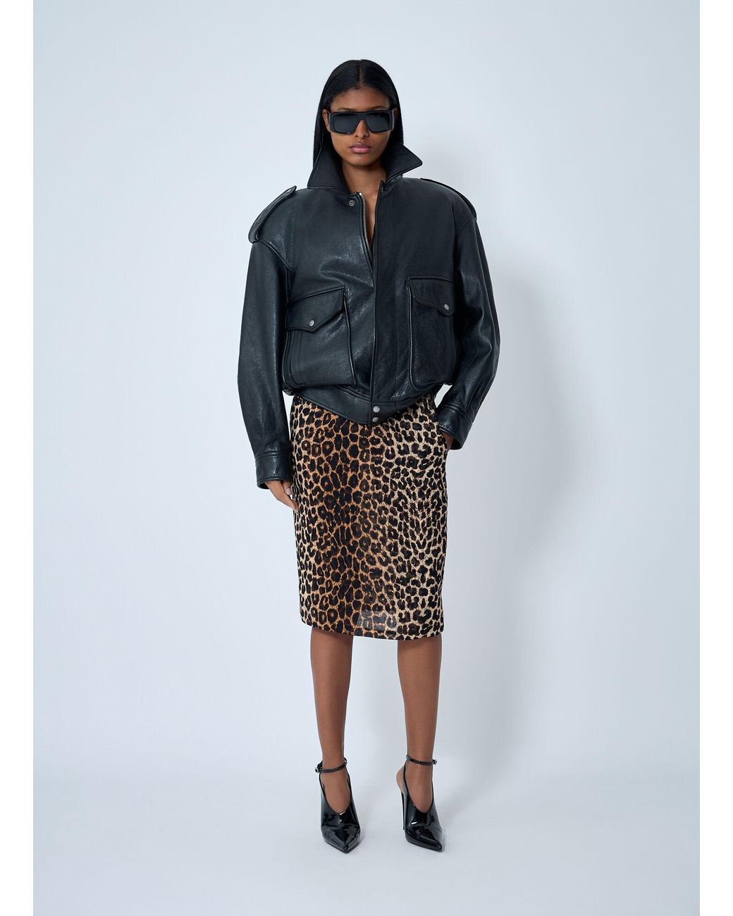 Saint Laurent Blue Grained Leather Jacket