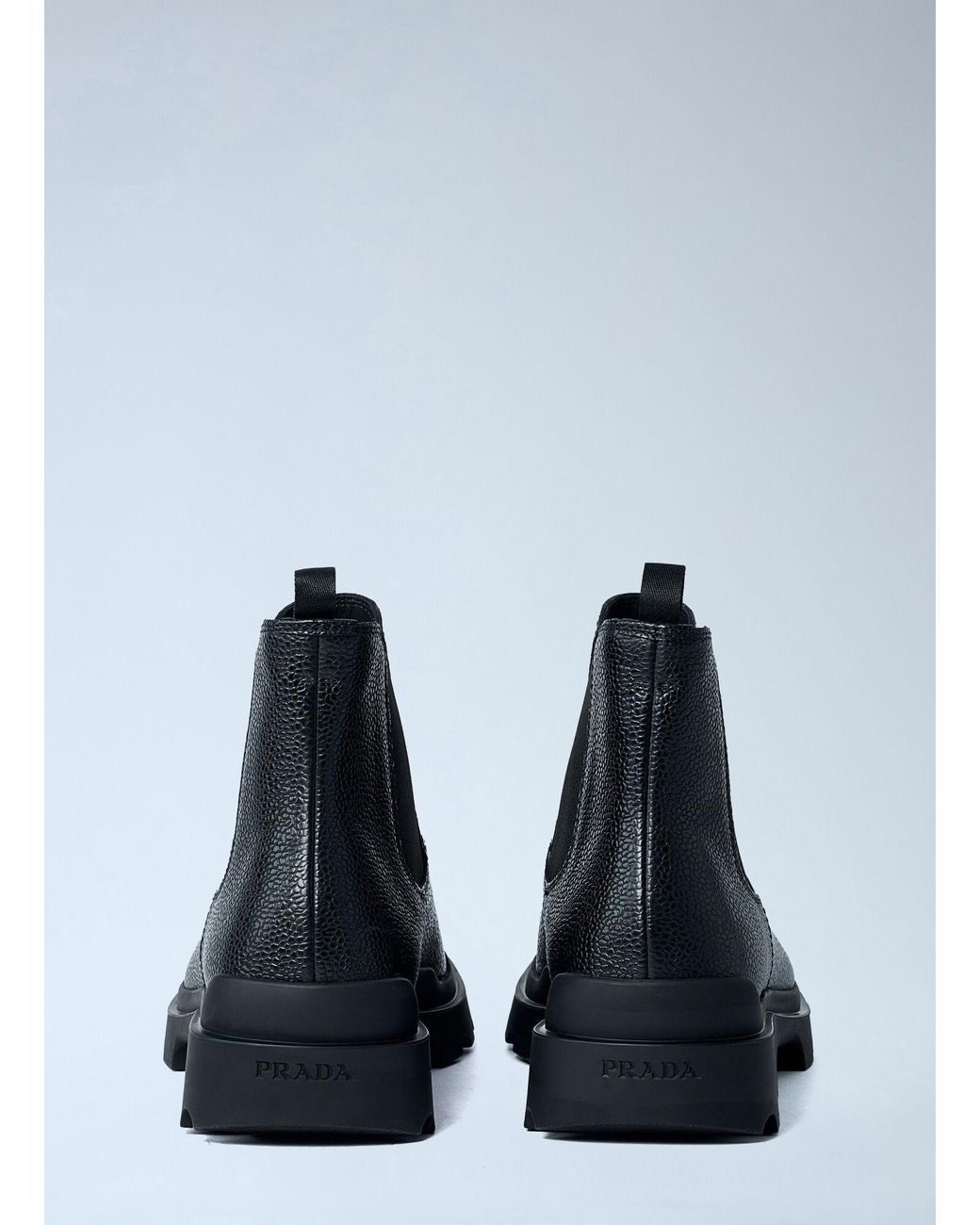 Prada Blue Stamped Leather Boots for men