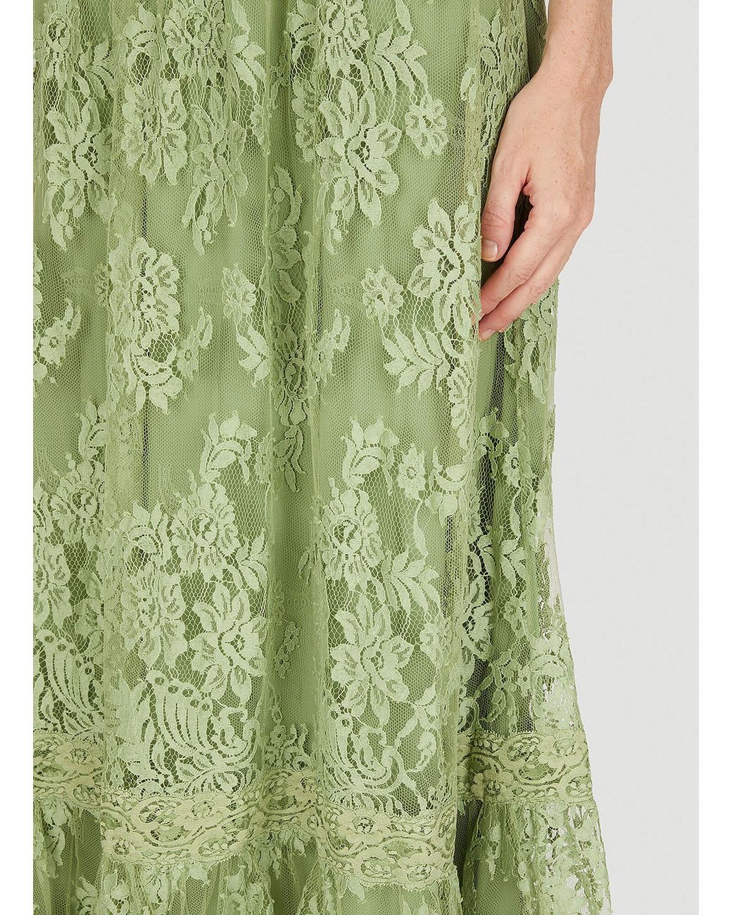 green midi dress with white flowers Baltic Born Womens Piper Eyelet Midi Dress | Off White + Green Floral main image 1