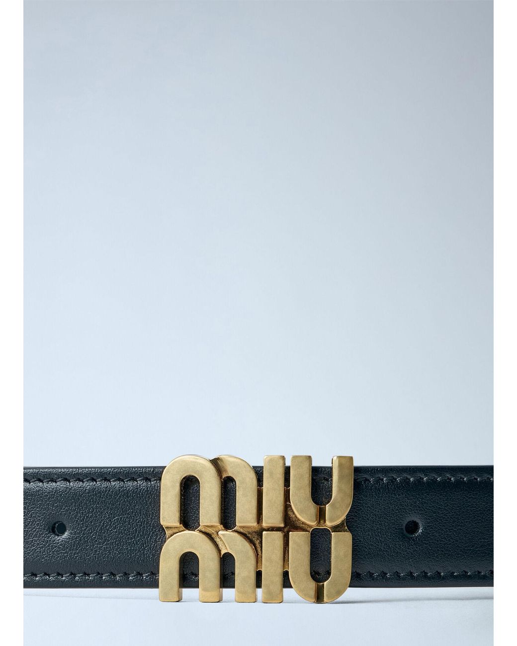 Miu Miu Blue Logo Buckle Leather Belt