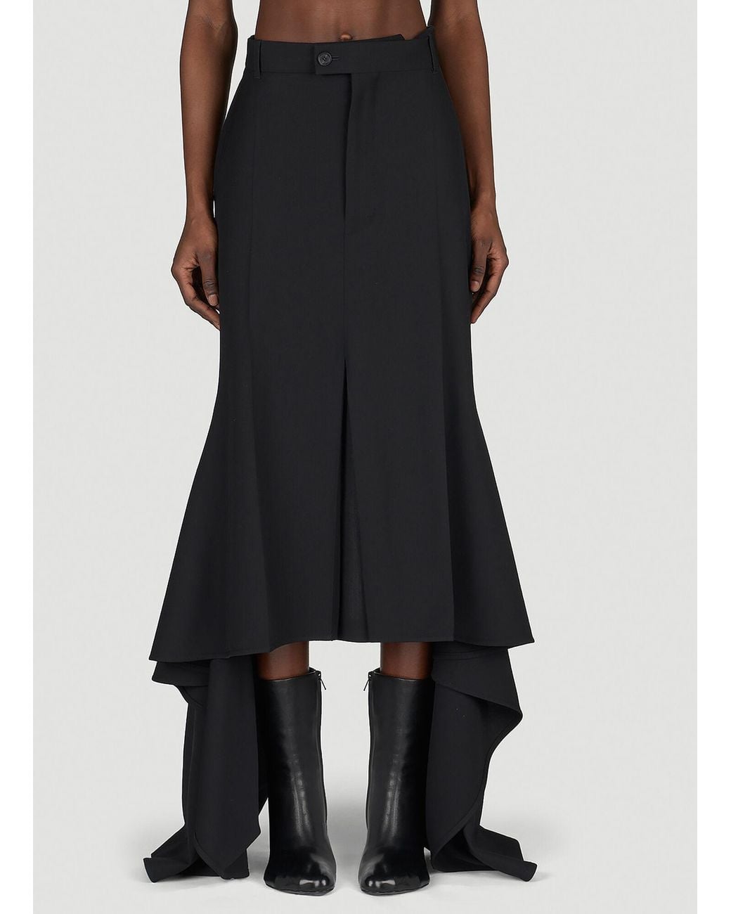 Balenciaga Black Godet Draped Skirt