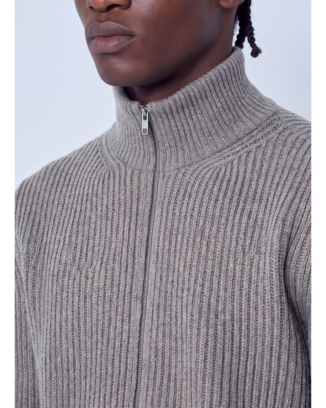 MM6 by Maison Margiela Blue Ribbed Zip-Up Sweater for men