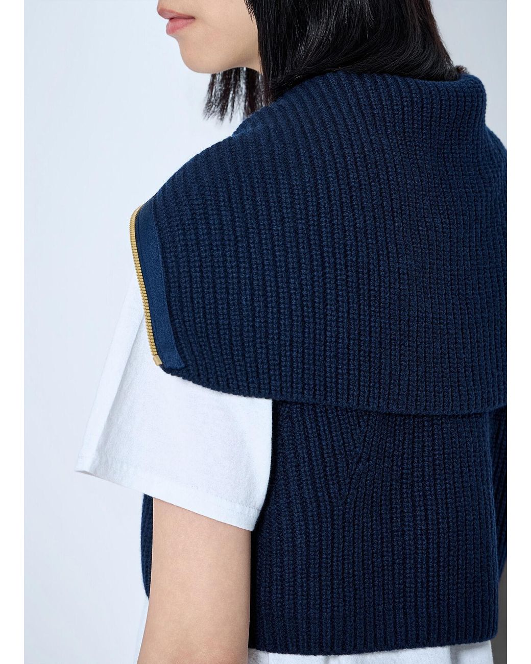 Moncler Blue Zip-Front Knit Vest